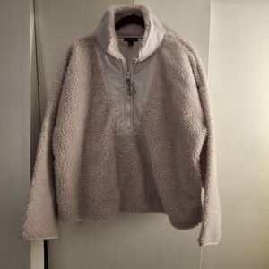 J. Crew Women's Blush Pink Fleece Sherpa 1/2 Zip Pullover Sweater Jacket